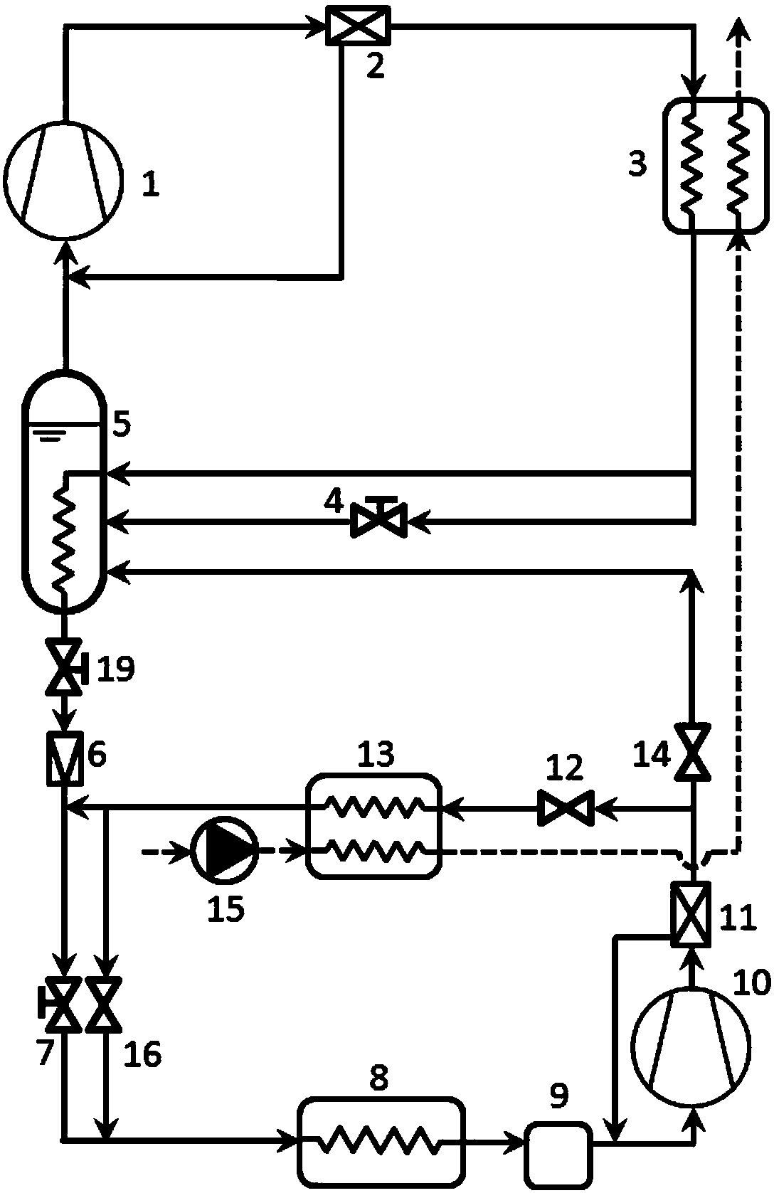 A high-efficiency large temperature rise single-stage throttling intercooling heat pump water heater