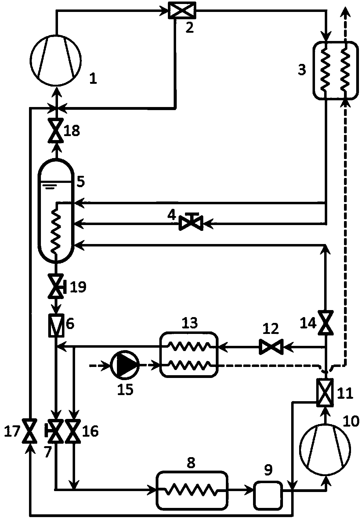 A high-efficiency large temperature rise single-stage throttling intercooling heat pump water heater