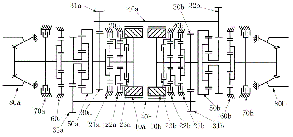 Double differential electromechanical compound transmission for tracked vehicles