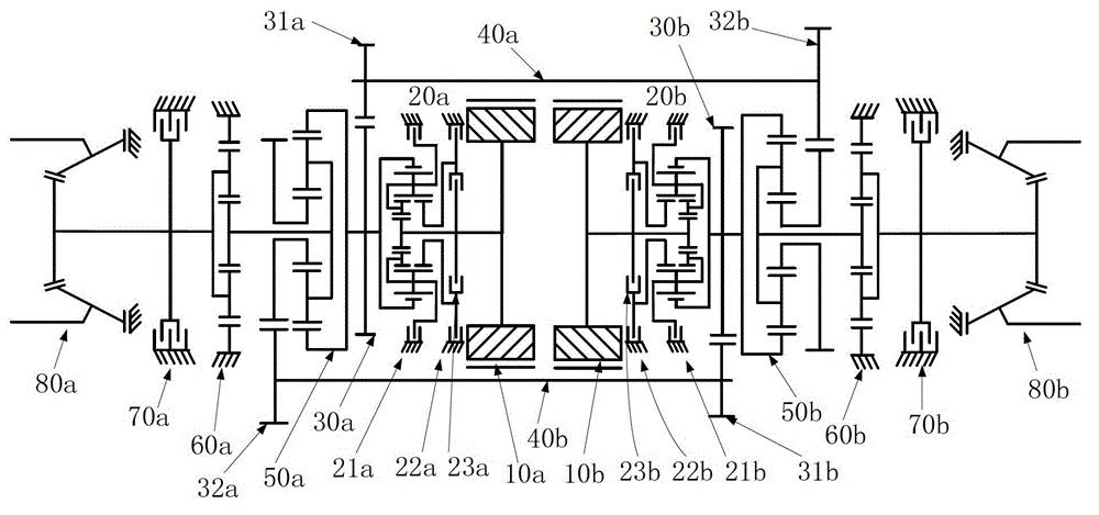Double differential electromechanical compound transmission for tracked vehicles