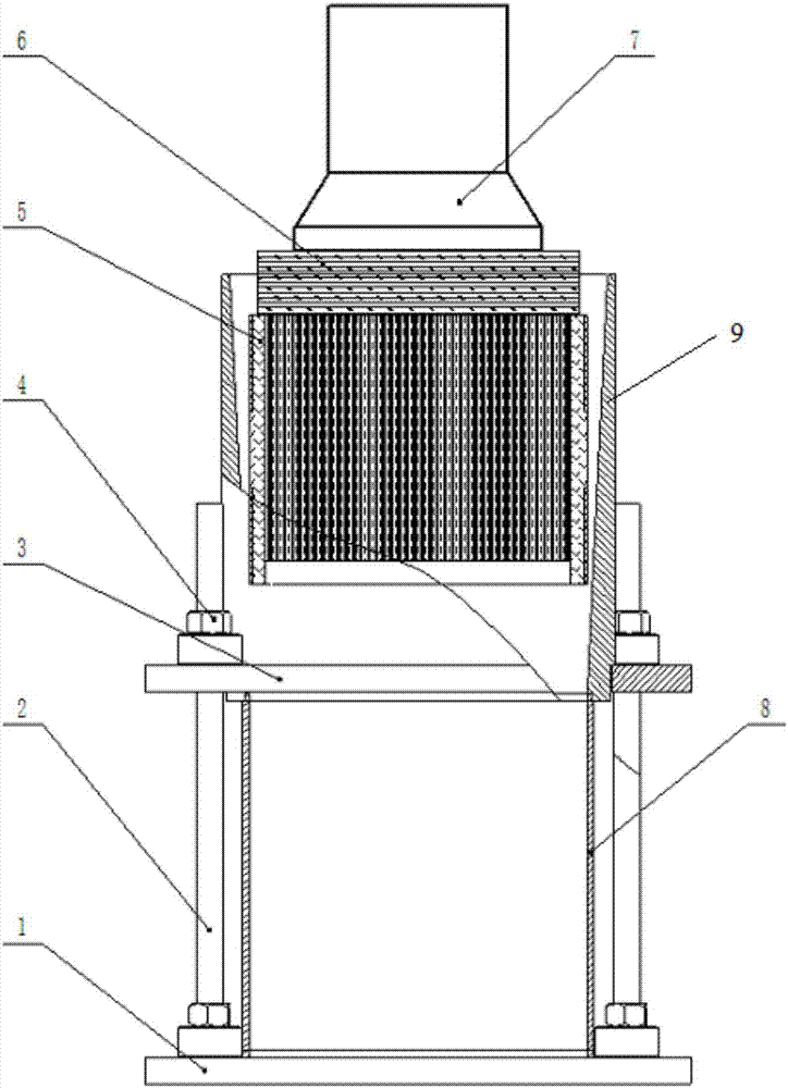 Compression device for soot filter carrier