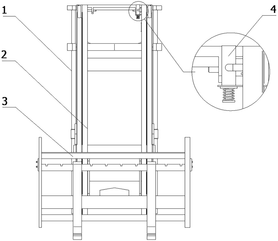 Forklift portal frame with buffer structure