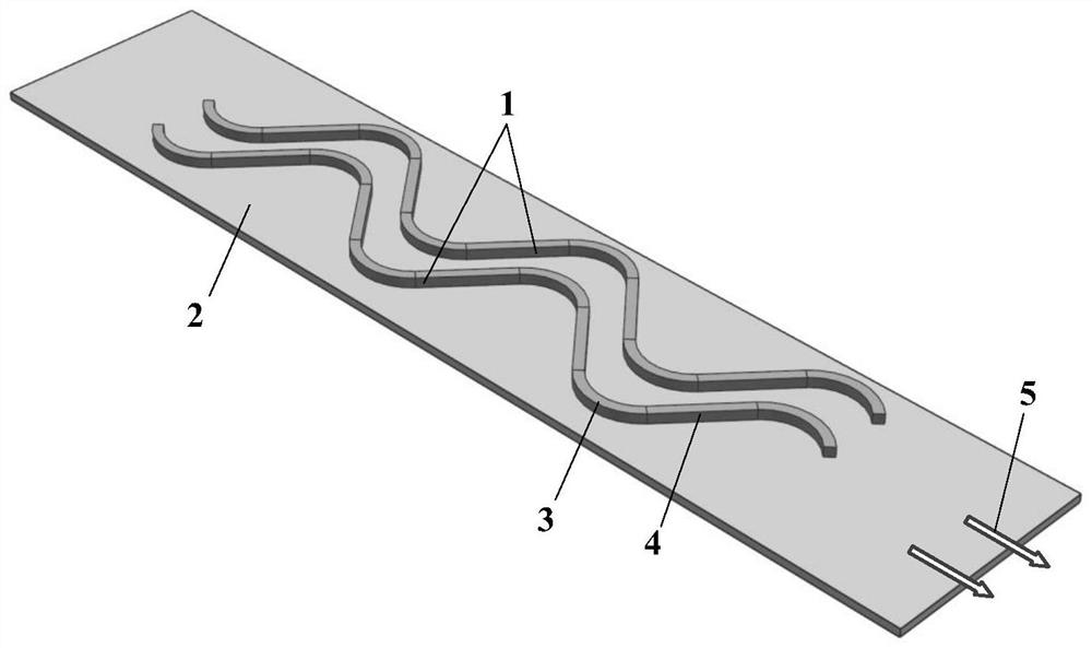 S-shaped fin structure suitable for cooling channel in rear edge of turbine blade