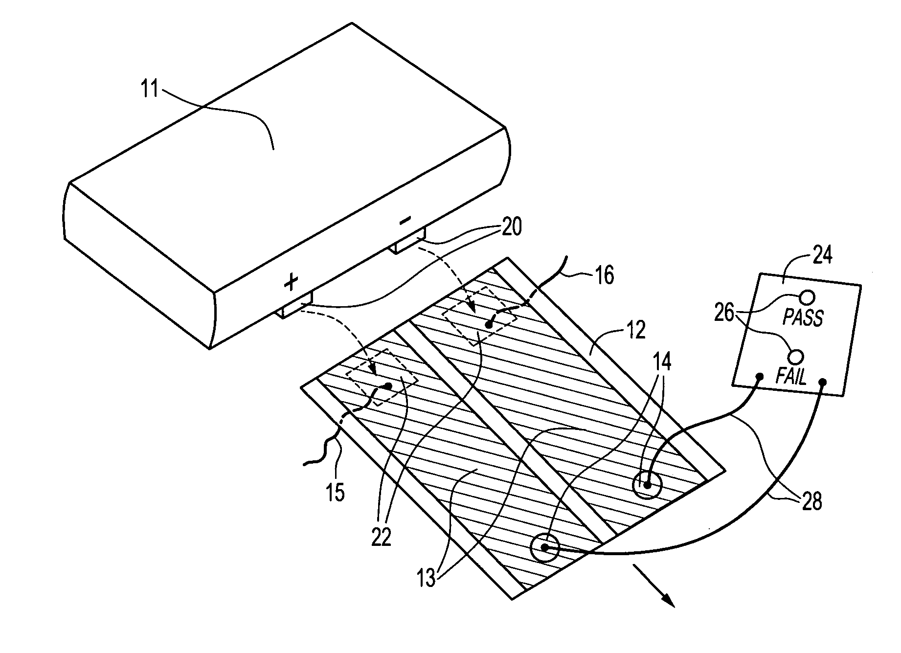 Method and assembly for evaluating the state of charge of batteries