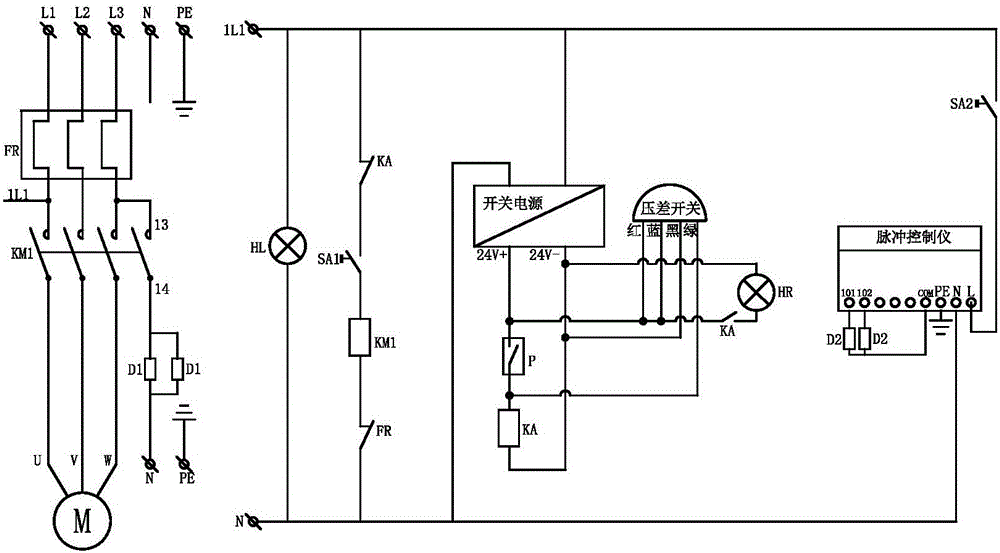 Dust collector fan linkage control circuit