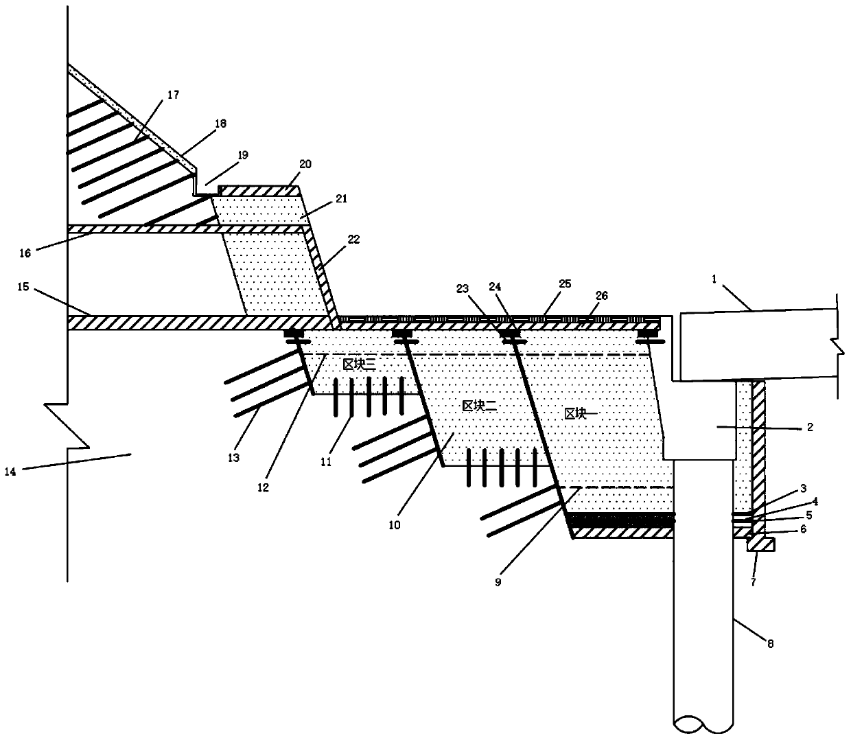 High-steep terrain bridge-tunnel connecting digging-after-filling foam concrete transition structure and construction method