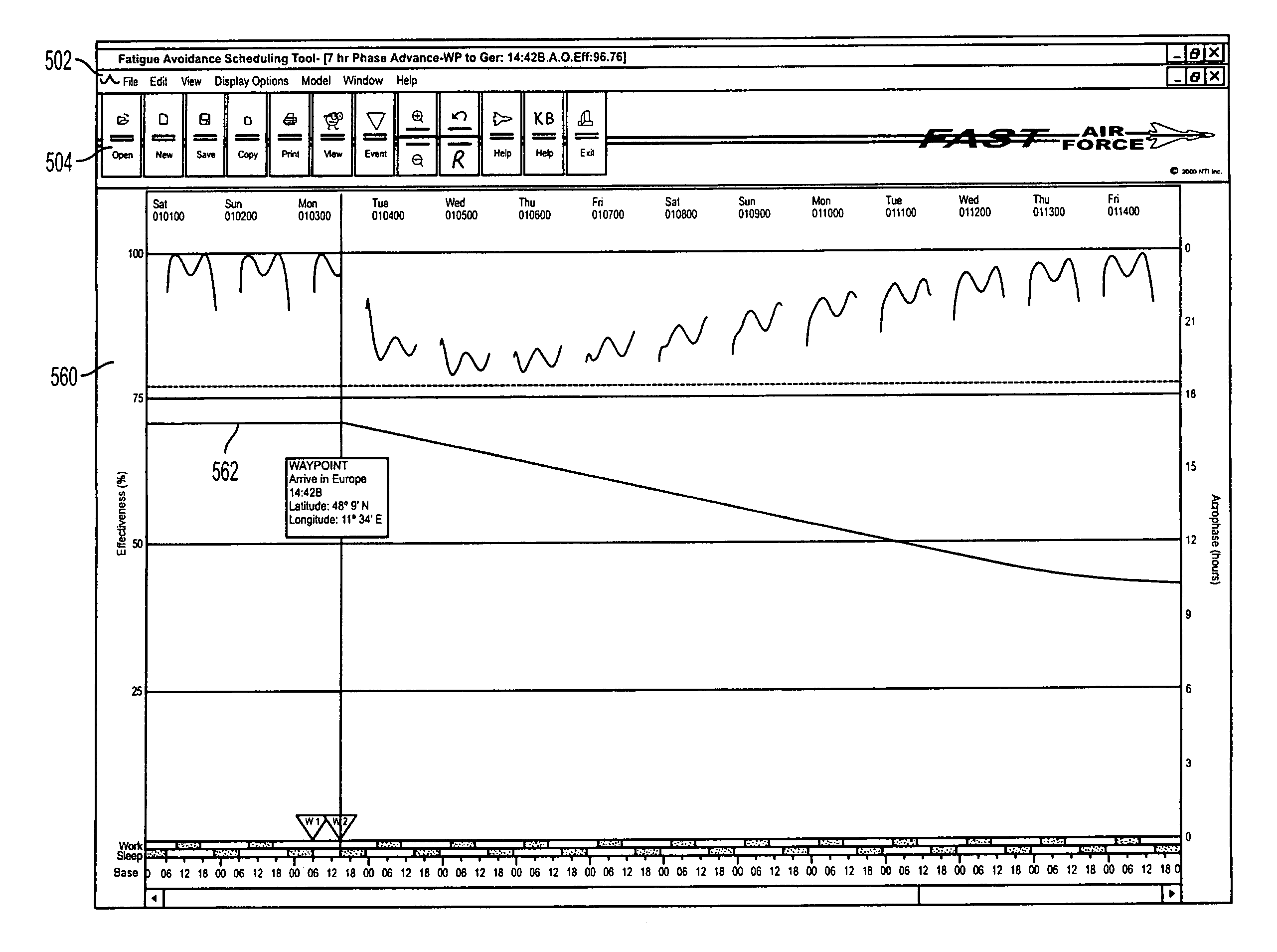 Interface for a system and method for evaluating task effectiveness based on sleep pattern