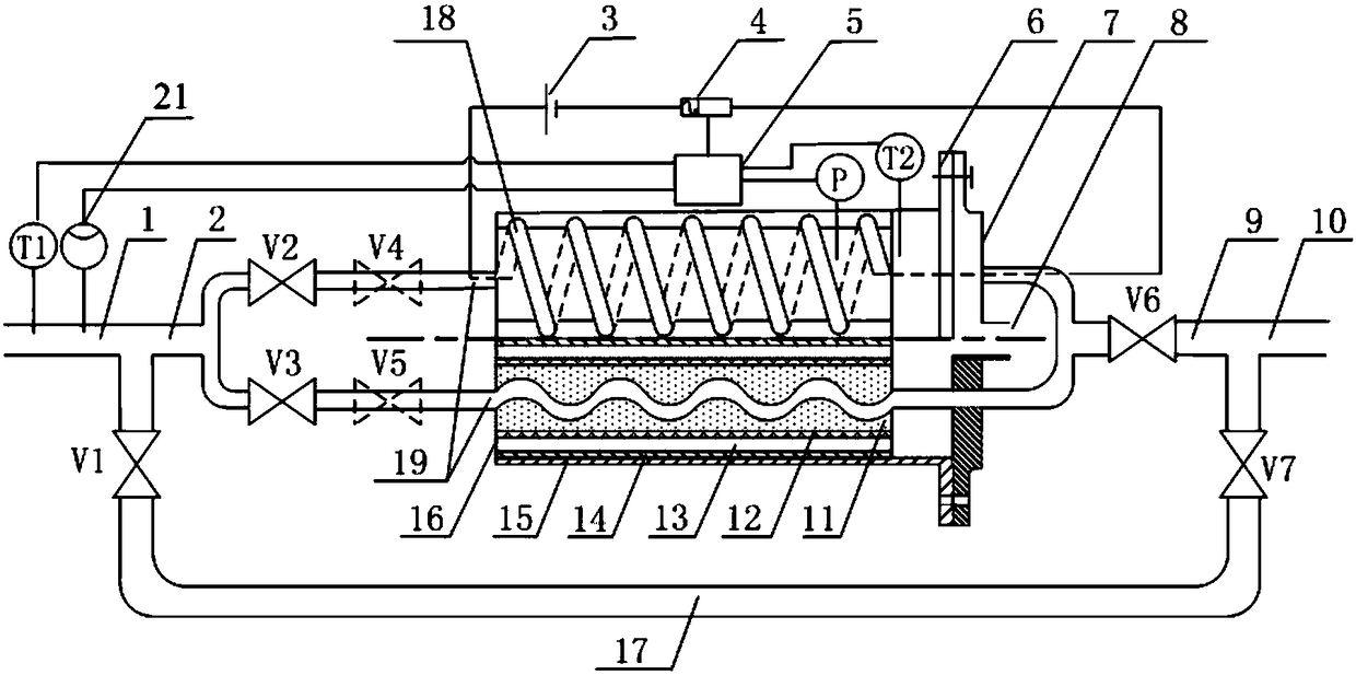 Multi-temperature-range composite halide ammonia storage tank structure with temperature range self-adaption function