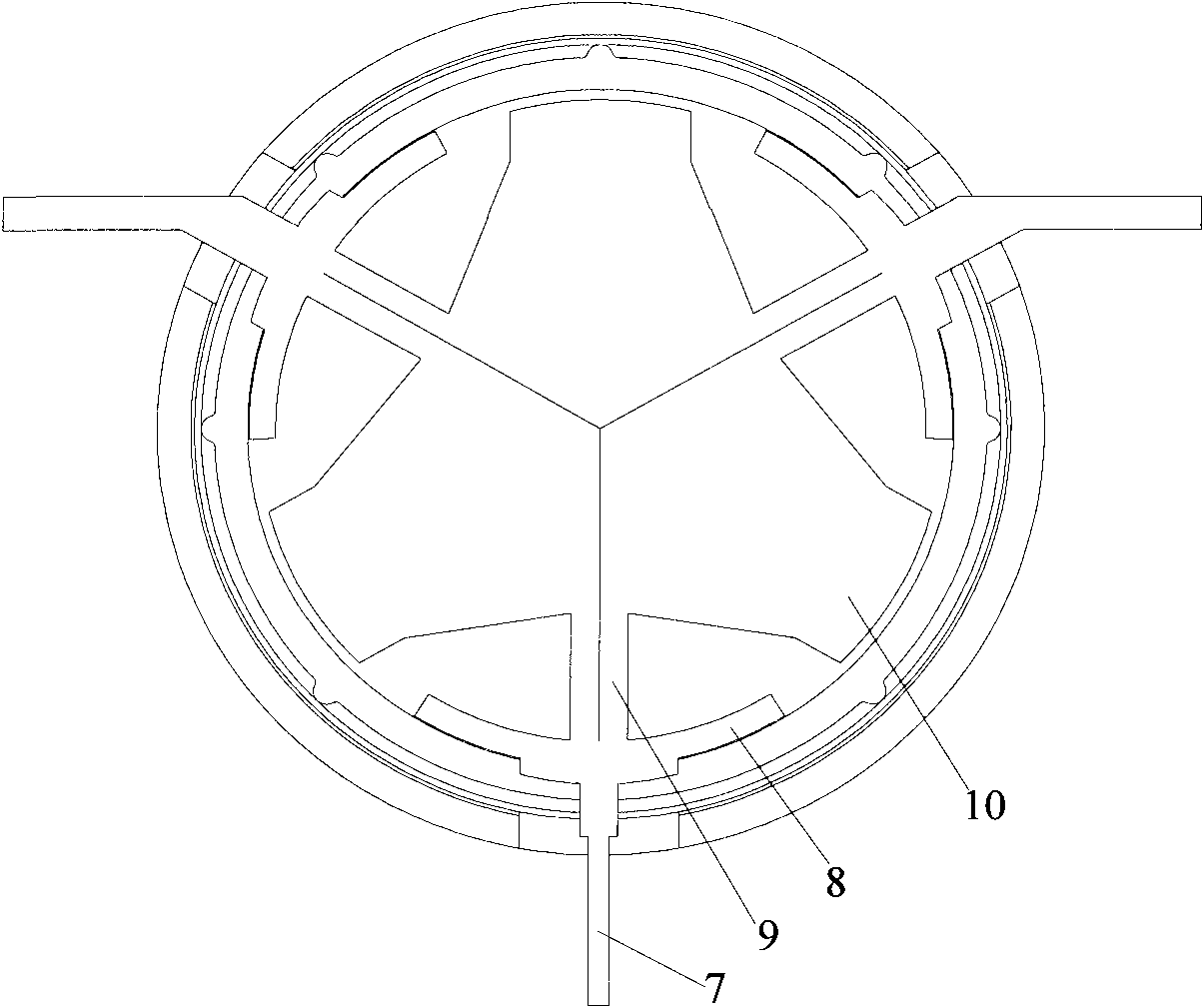 Microwave strip transmission line circulator with harmonic suppression function