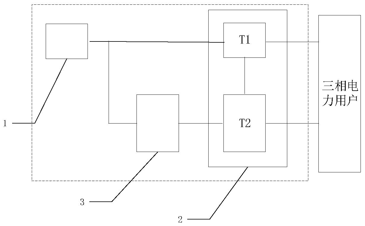 Single-phase/two-phase-to-three-phase power supply structure