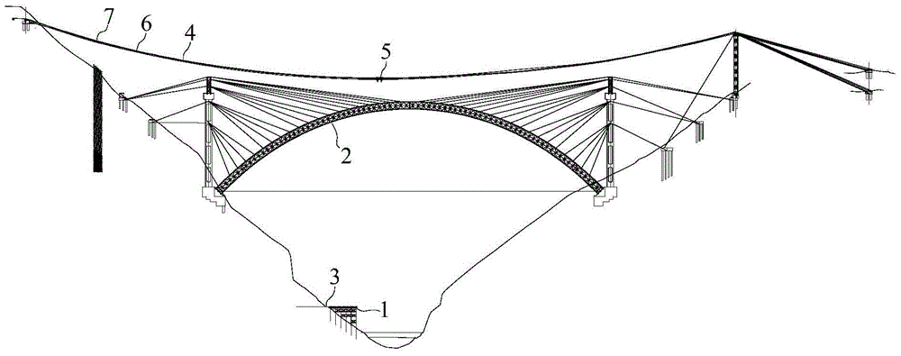 Construction method for erecting steel tube stiff bridge framework through asymmetric lifting
