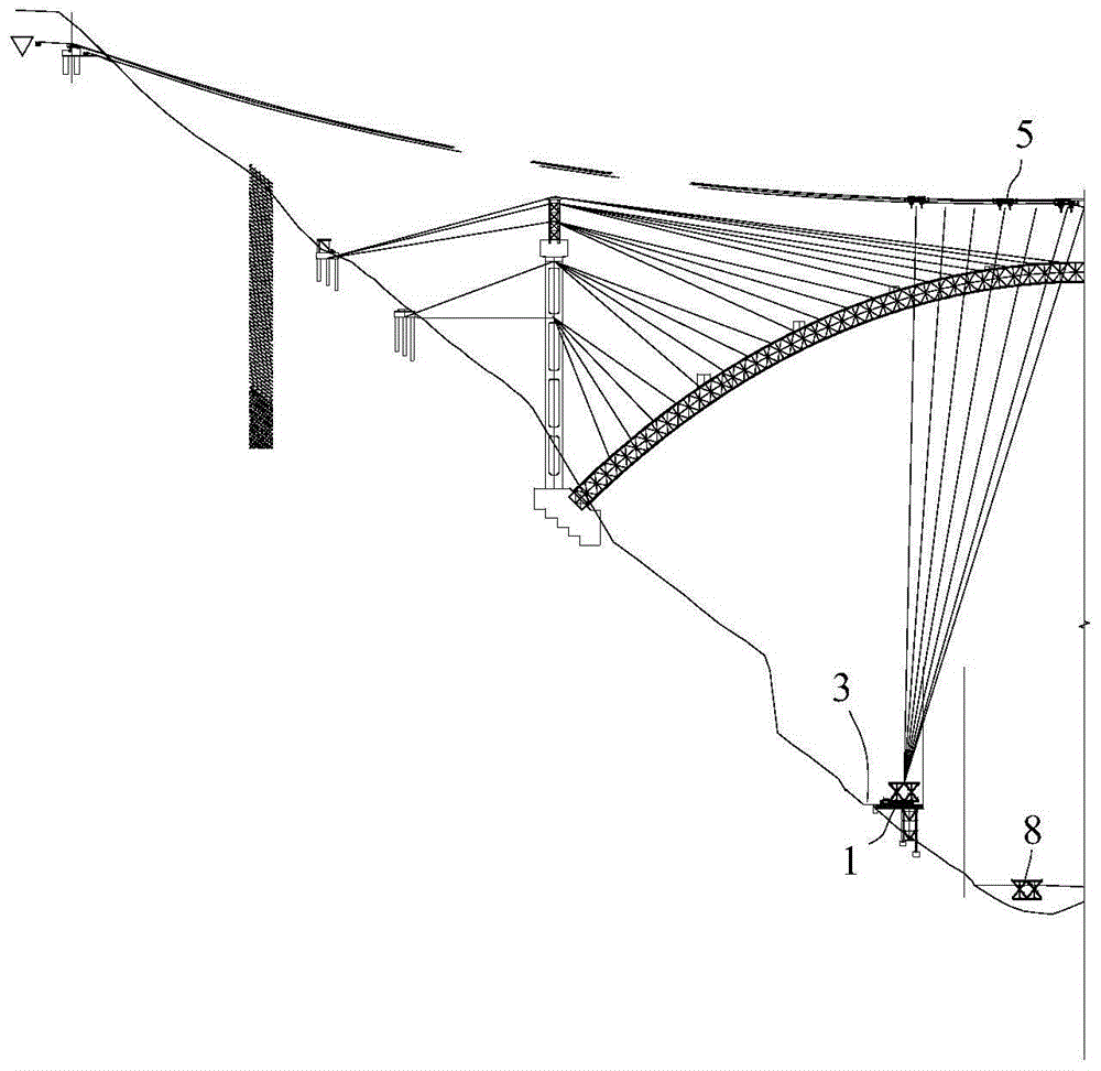 Construction method for erecting steel tube stiff bridge framework through asymmetric lifting