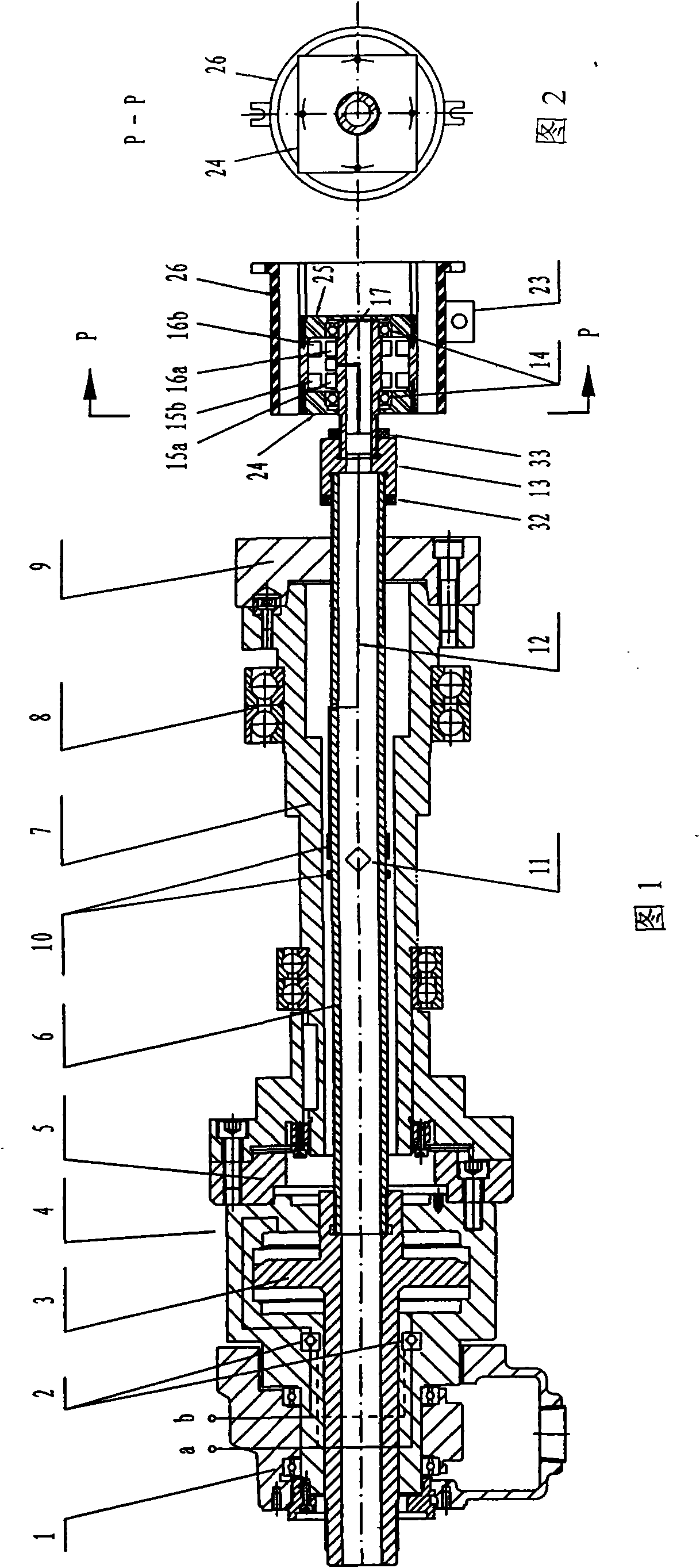 Device for measuring push-pull force output by rotating hydraulic cylinder