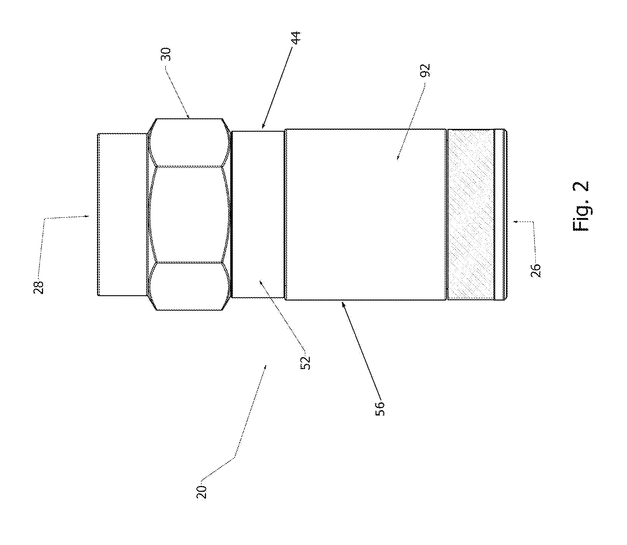 Compression type coaxial F-connector with traveling seal and grooved post