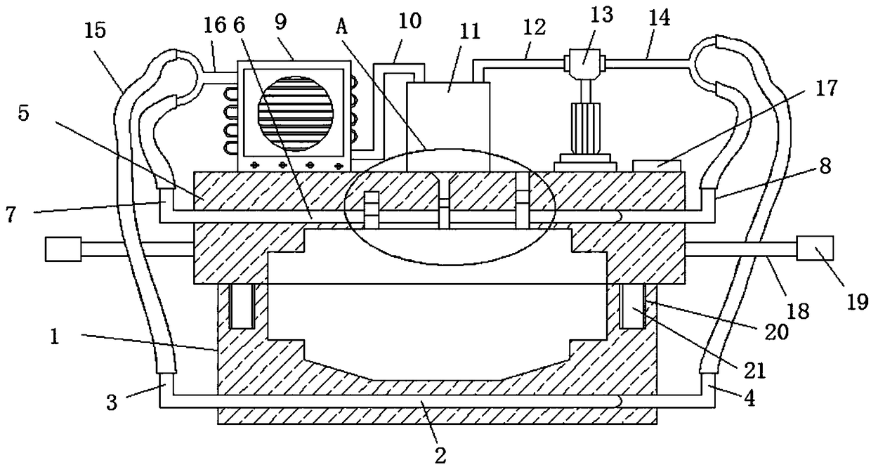 Automobile injection molded part cooling device