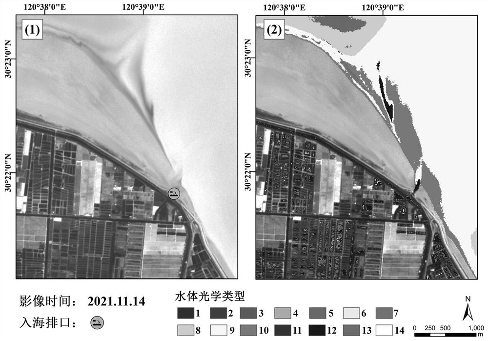 Sea entry outlet suspected pollution discharge identification method based on high-resolution satellite image