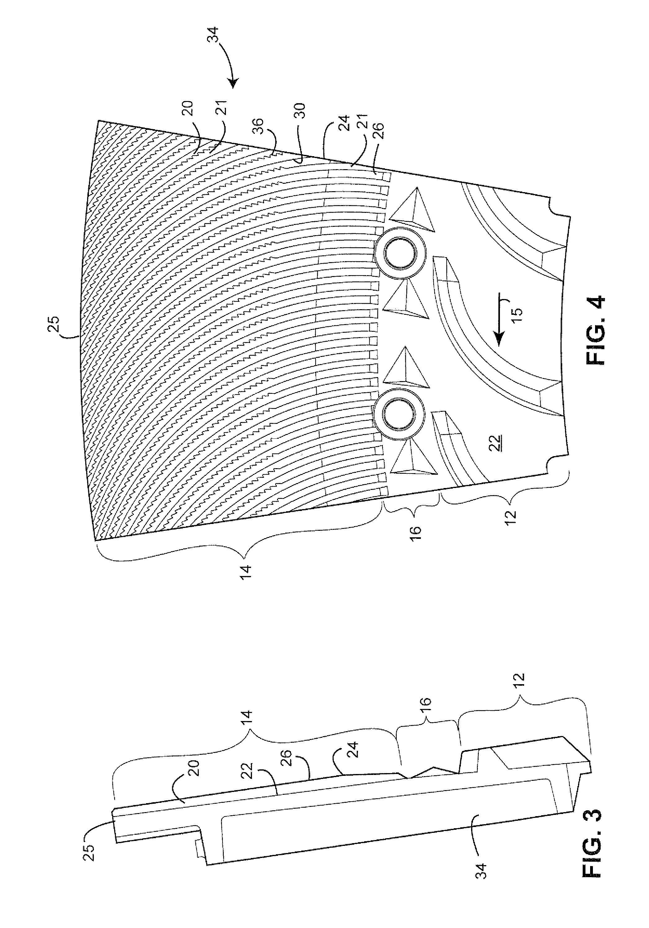 Mechanical pulping refiner plate having curved refining bars with jagged leading sidewalls and method for designing plates