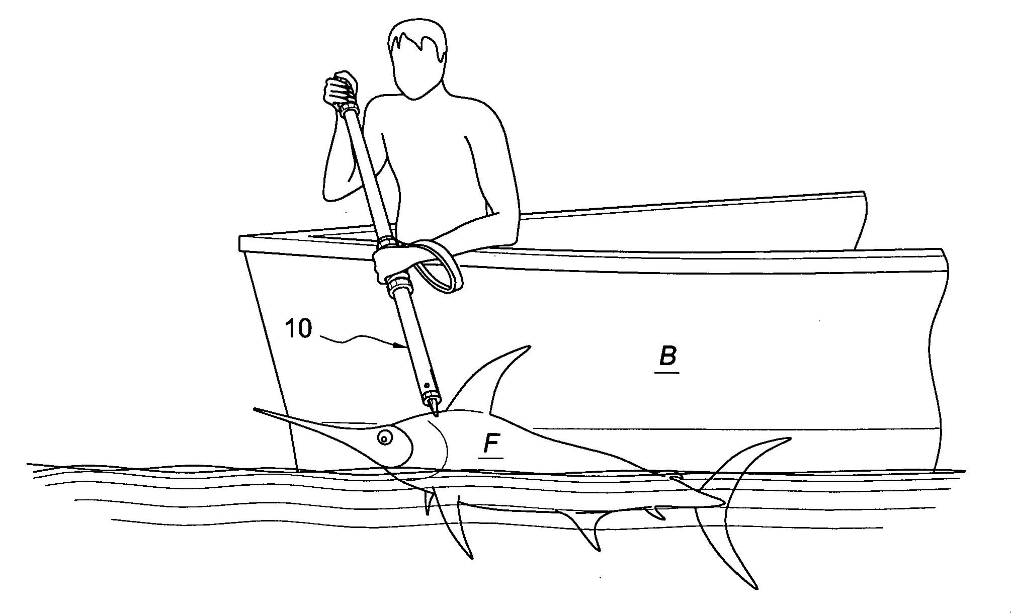Game fish disabling device, and method