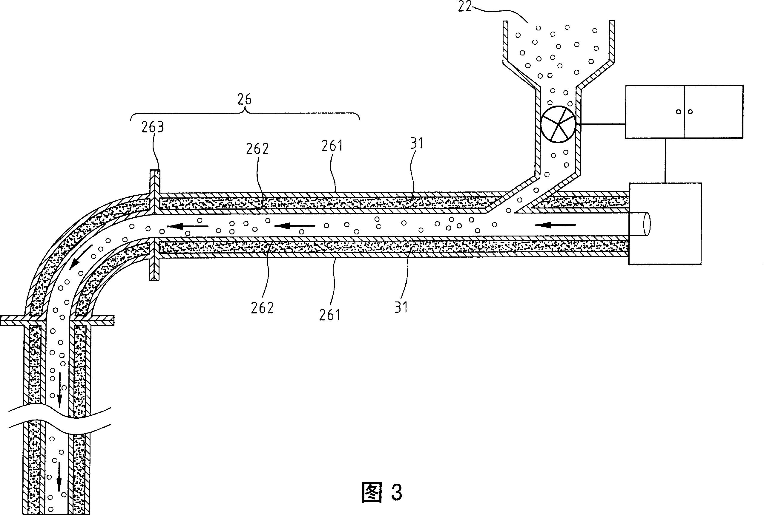 Glass waster material fluid transmission system