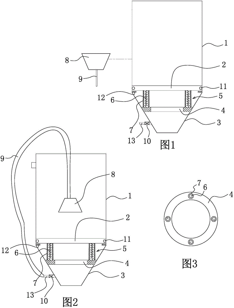 Mica powder unloading hopper with reverse sucking cover