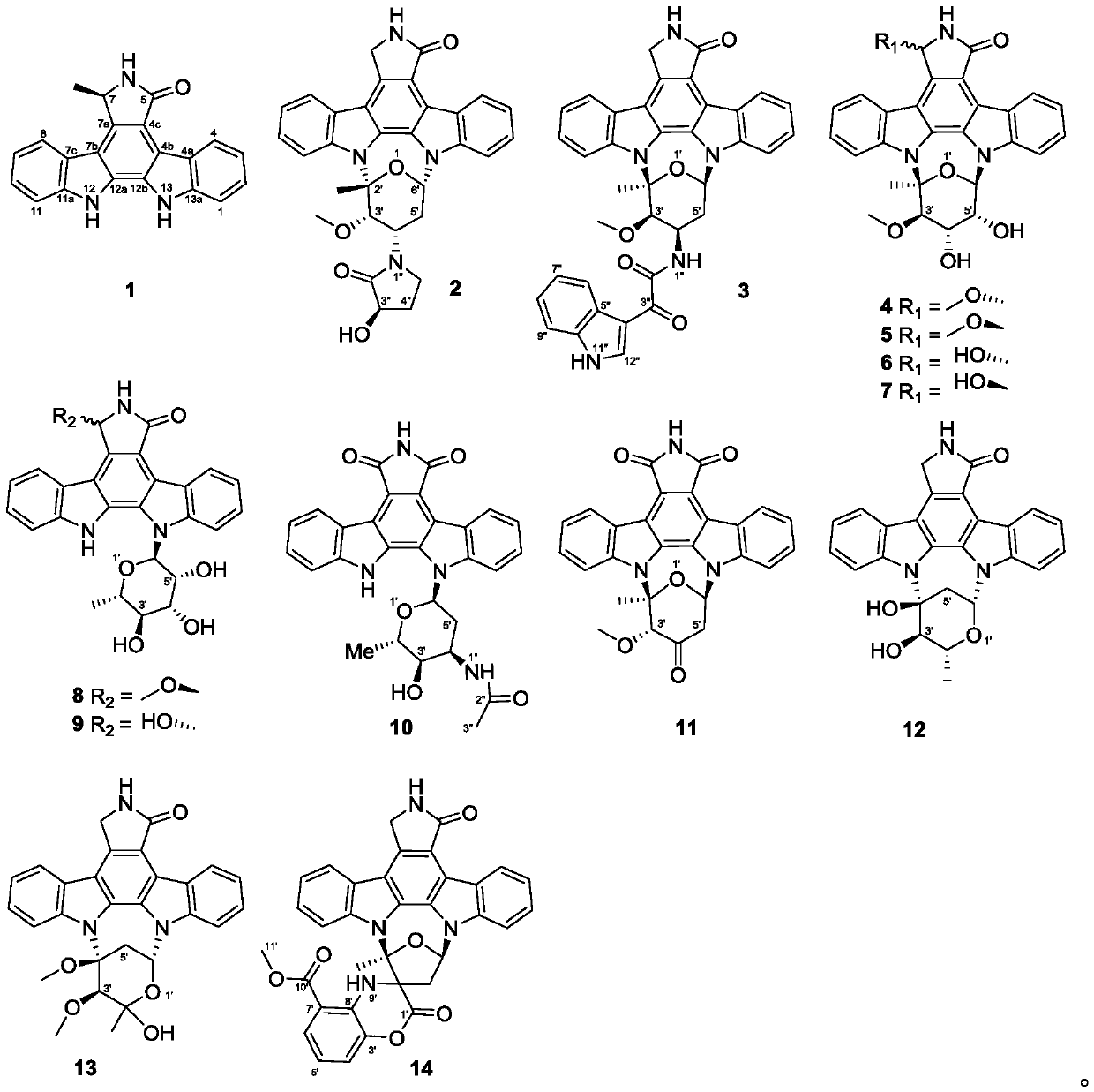 Staurosporine derivatives, preparation method and application thereof