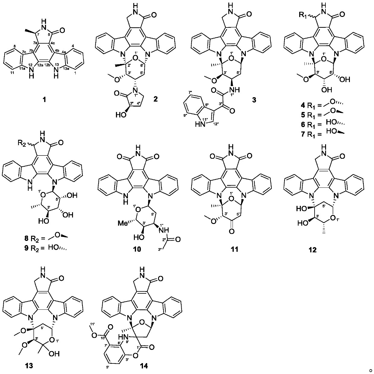 Staurosporine derivatives, preparation method and application thereof