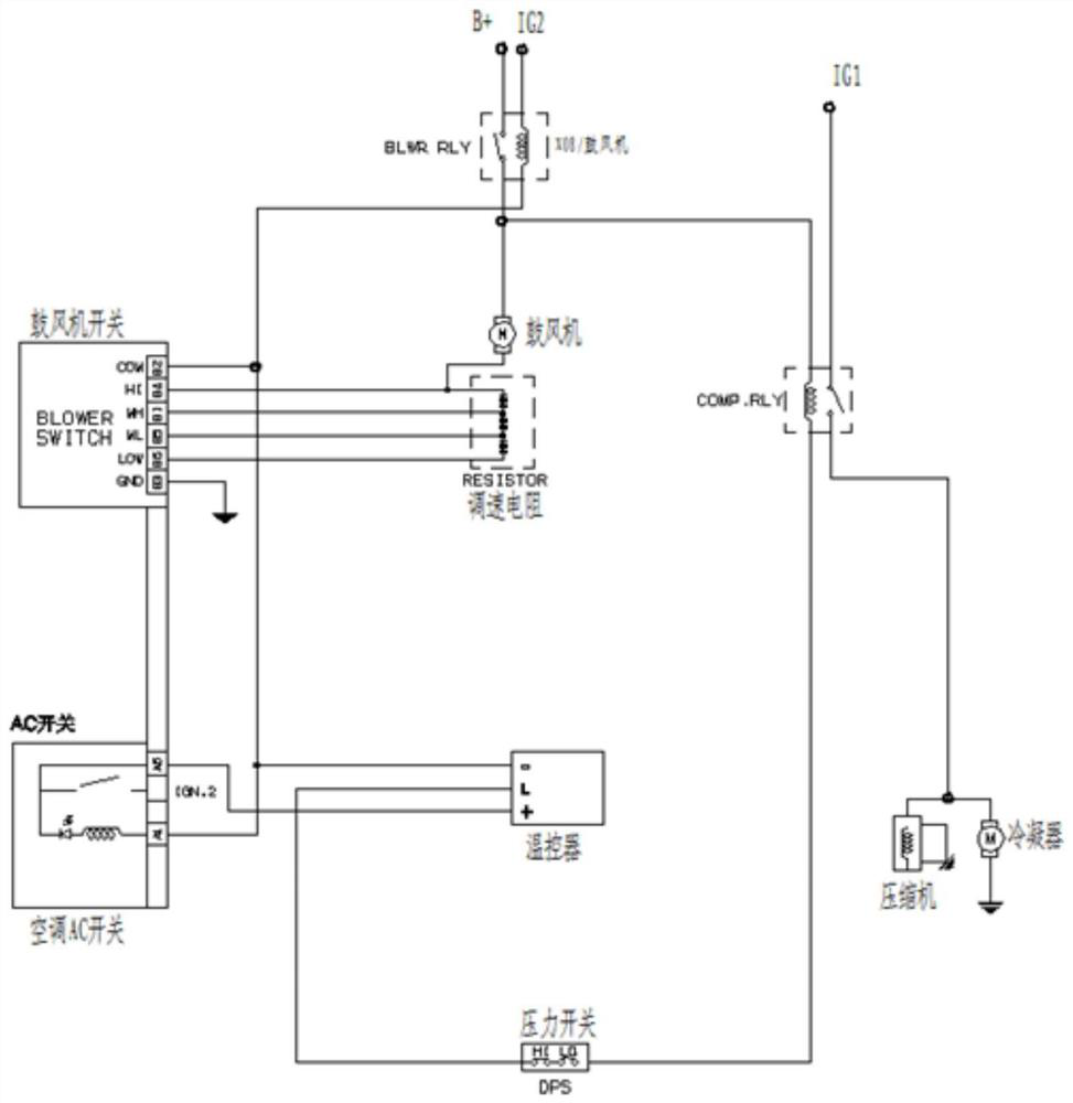 Air conditioner control circuit of truck system
