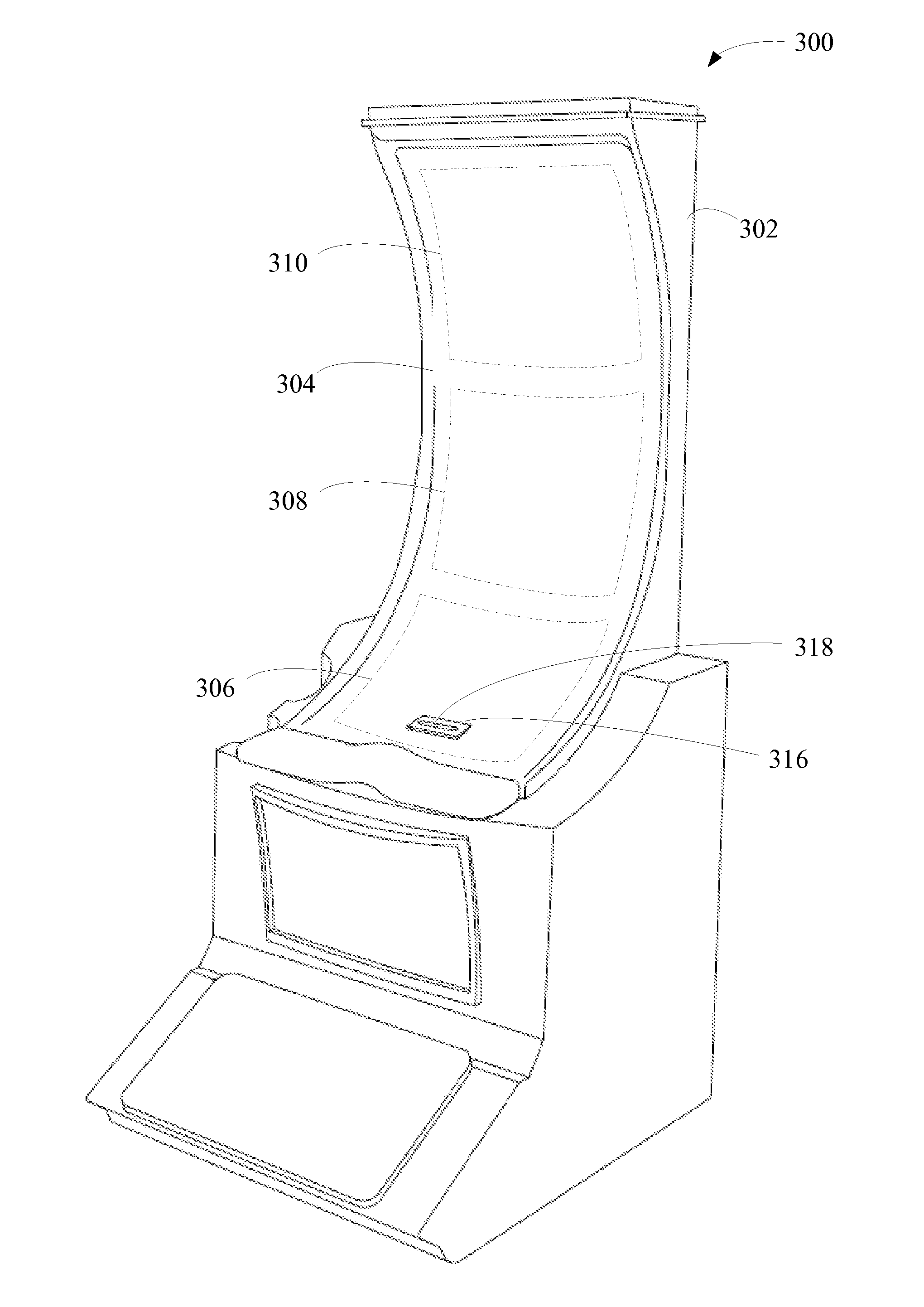 Gaming machine with a curved display