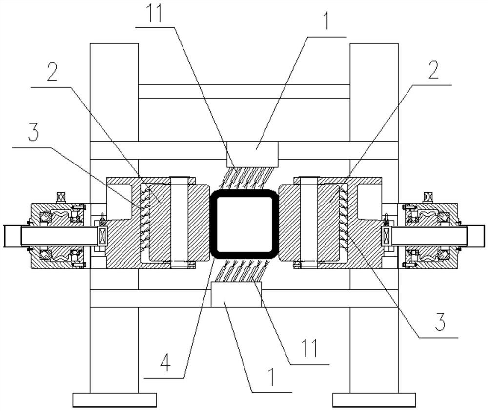Online cooling method and device for hot-bent square and rectangular pipe