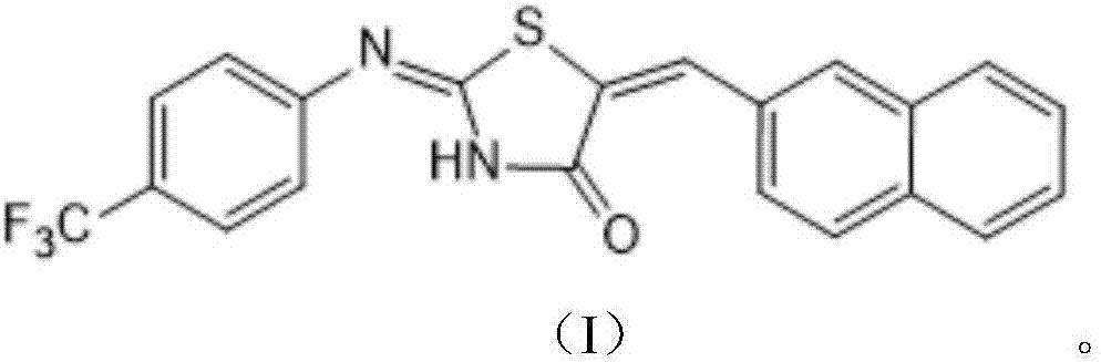 2-(4-trifluoromethyl-phenylimino)-5-(2-naphthyl)methylene-thiazolidin-4-one compound and application thereof