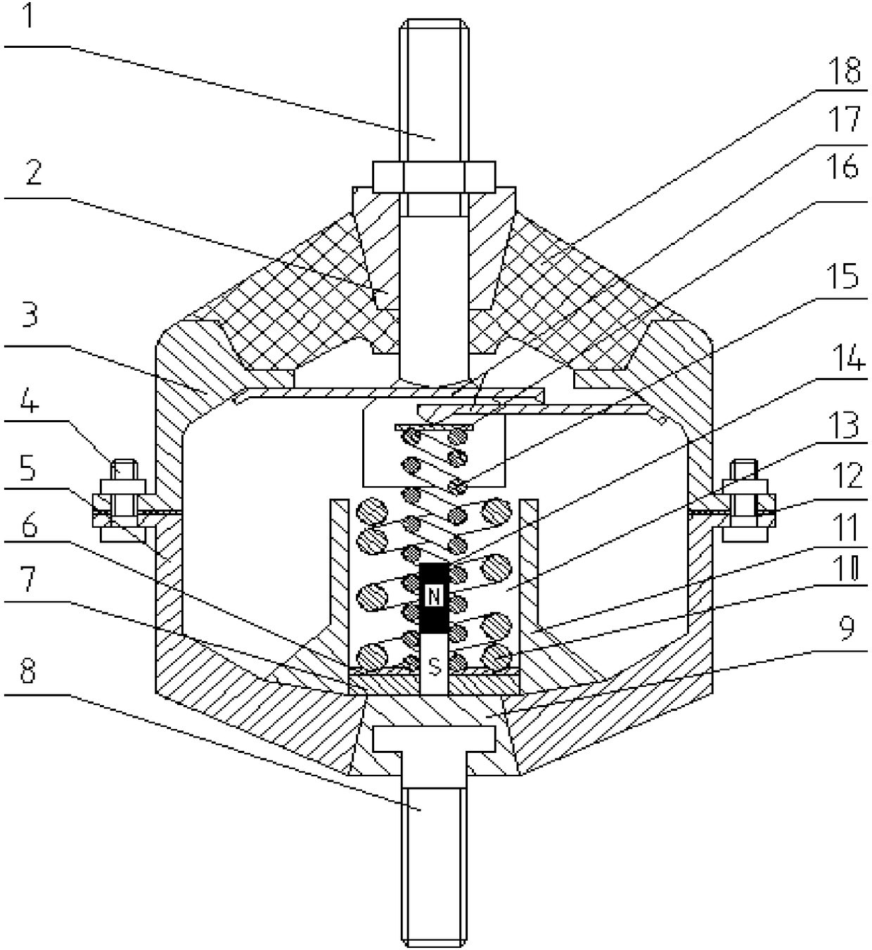 Variable-rigidity rubber suspension with energy recovery function