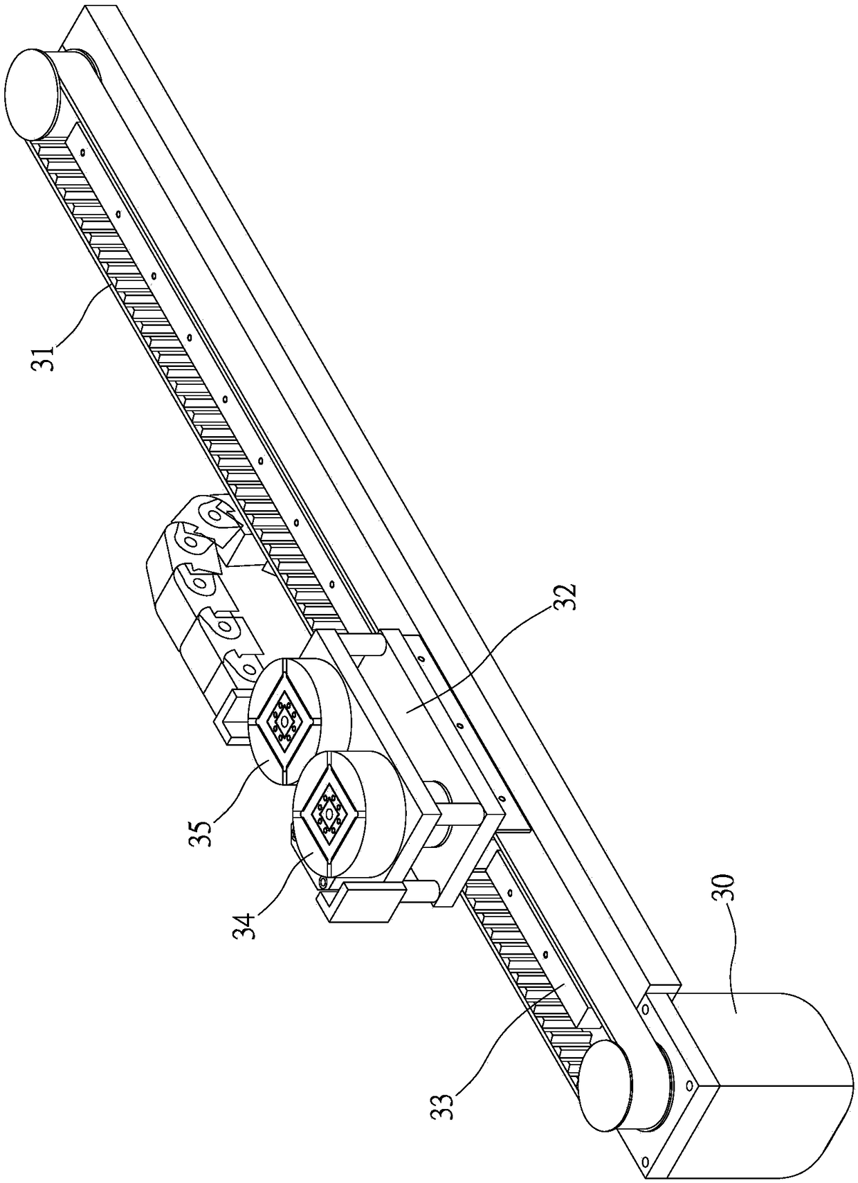 Driving device for linear movement, pickup device unit and transfer operation equipment