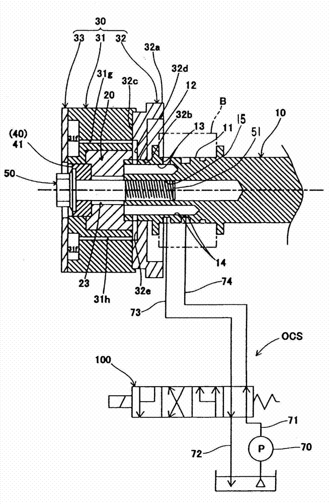 Valve timing changing device