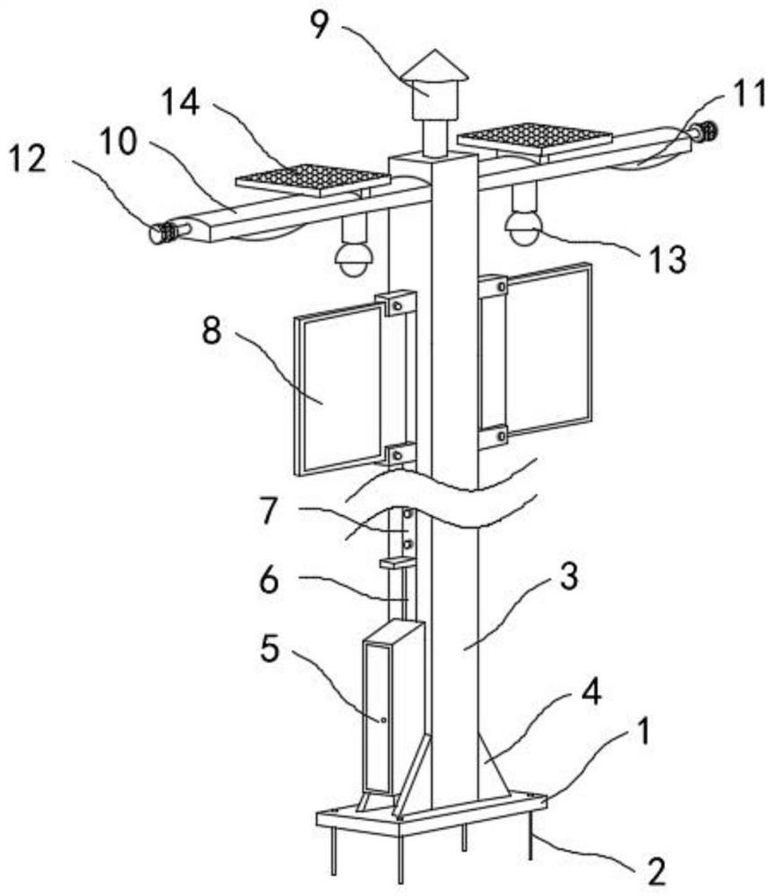 Multifunctional intelligent lamp post based on 5G and use method thereof