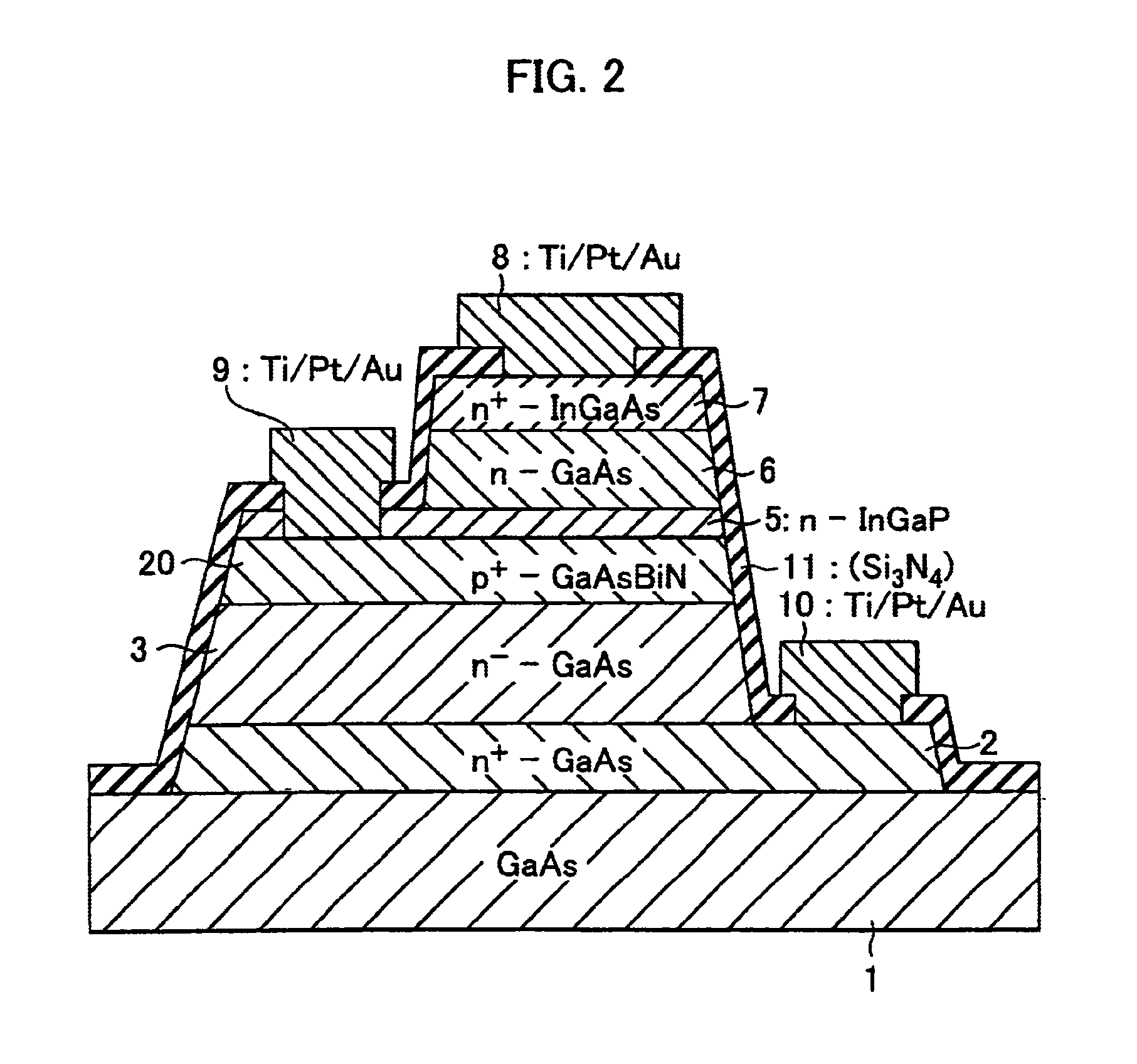 Heterojunction bipolar transistor with a base layer that contains bismuth