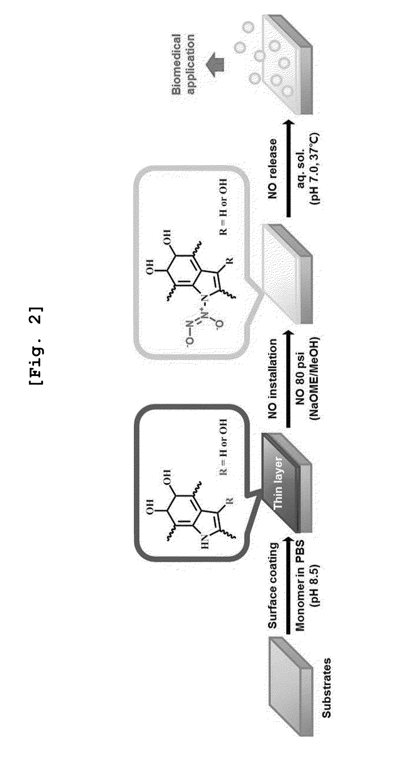 Method of preparing coating film containing nitrogen monoxide on surface of material using catecholamine