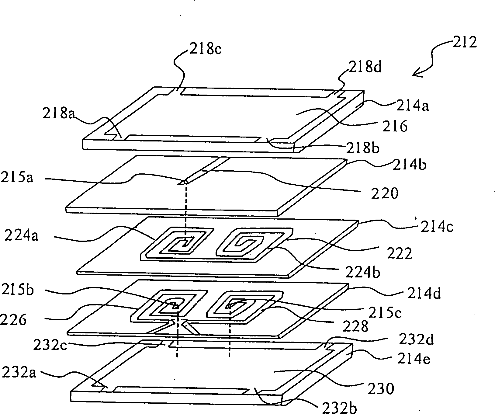 Multi-layer RF chip type balance-to-unbalance converter