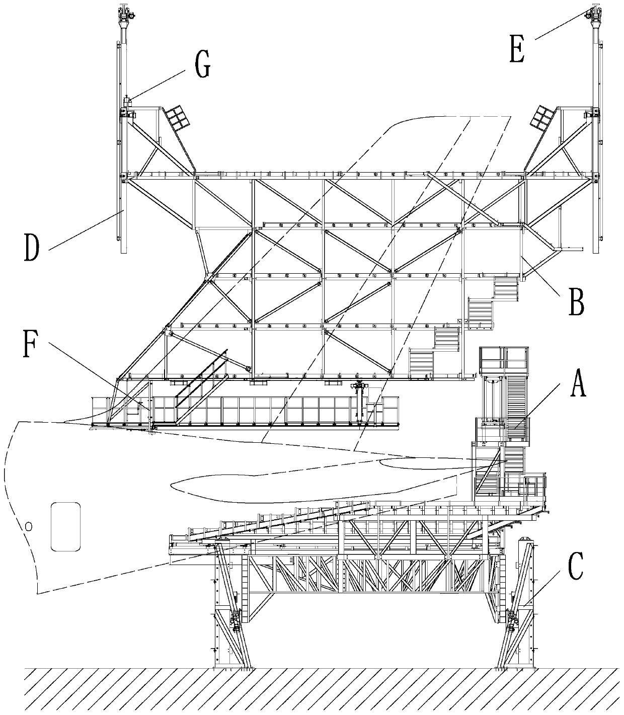 Aircraft repair dock used for repairing aircraft empennages