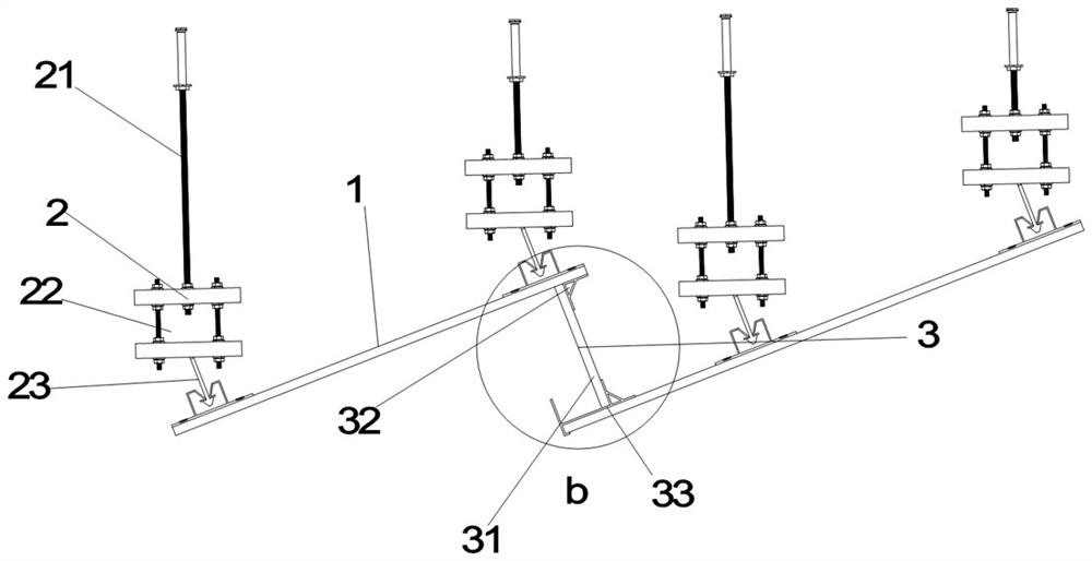 Stepped mounting structure of inclined surface suspended ceiling