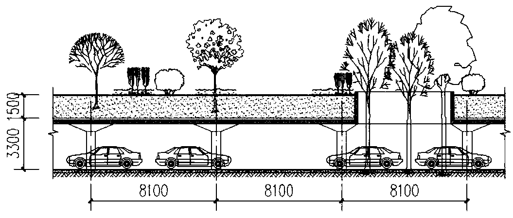 Tree planting and landing method for building roof greening and roof tree hole node structure of tree planting and landing method