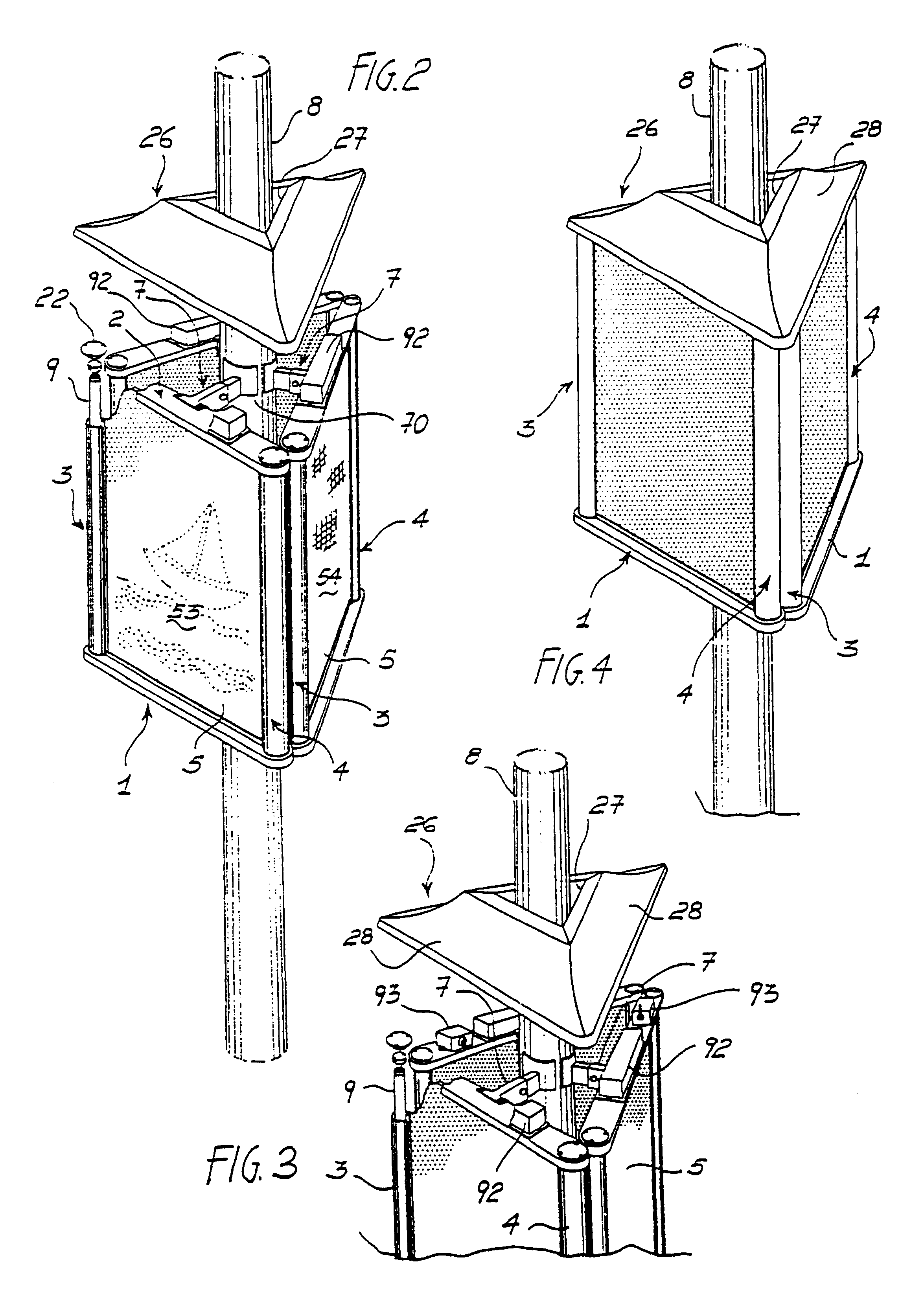 Lighted panel device able to be applied onto posts