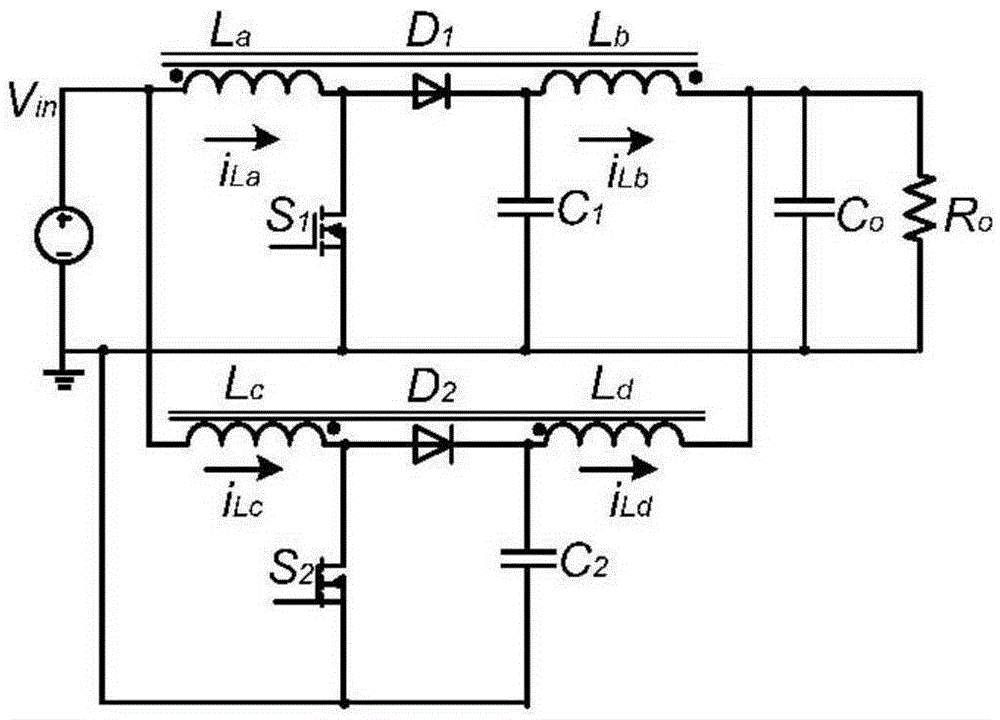 Two-phase staggered magnetic integration boost converter without right half plane zero-point