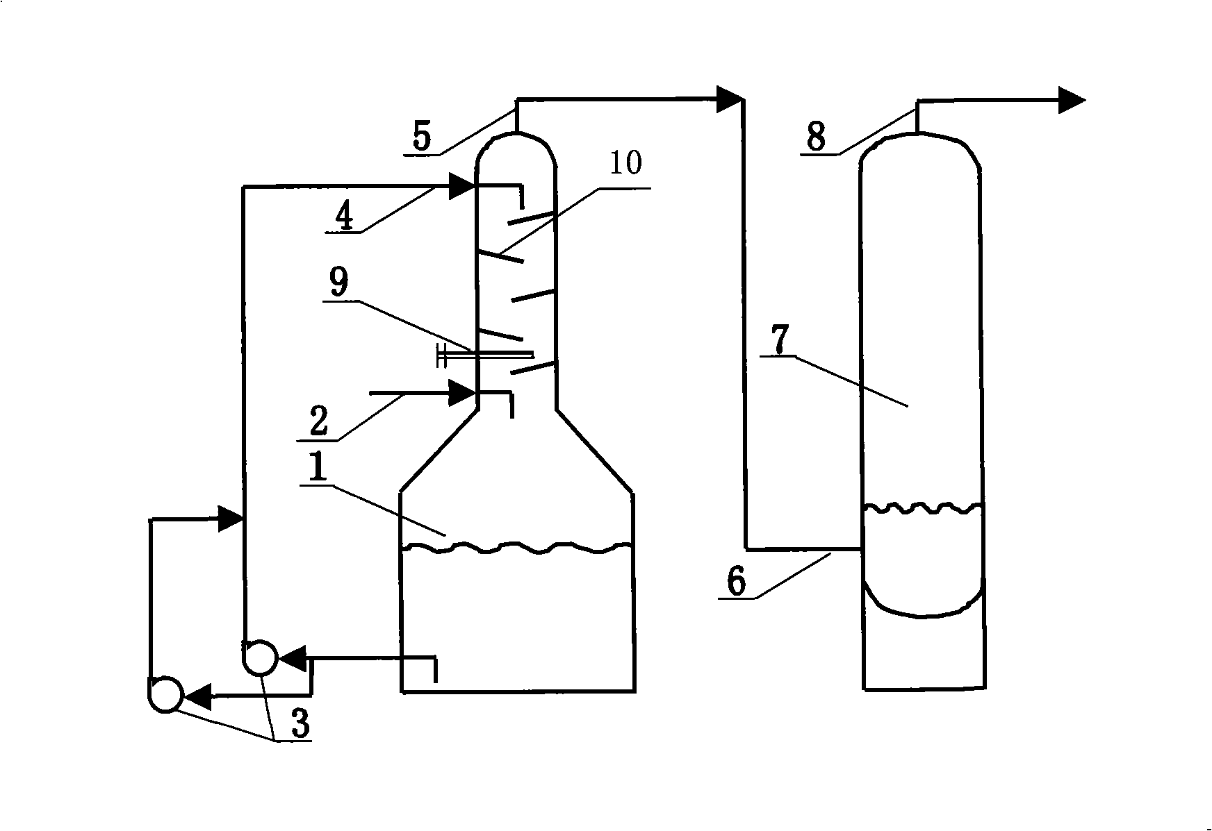 Method and device for removing acid in tail gas from reaction for producing 2-butyl acetate