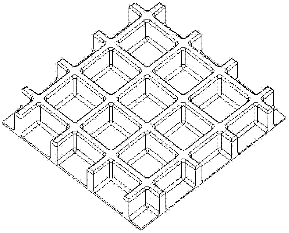 A carbon fiber/high toughness epoxy composite material grid rib forming method