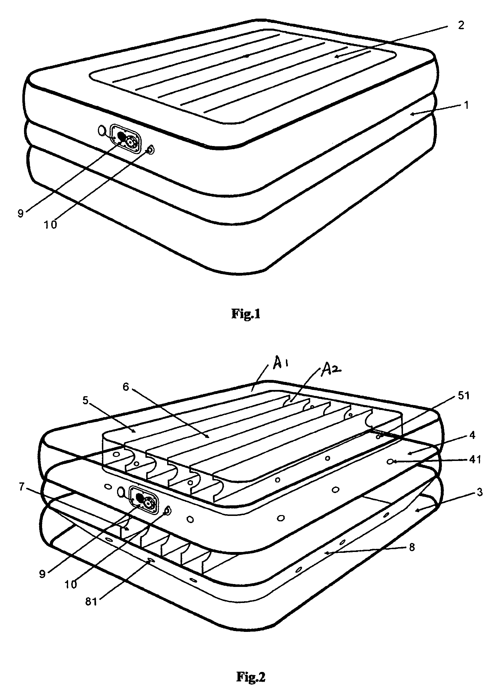 Air bed with stable supporting structure
