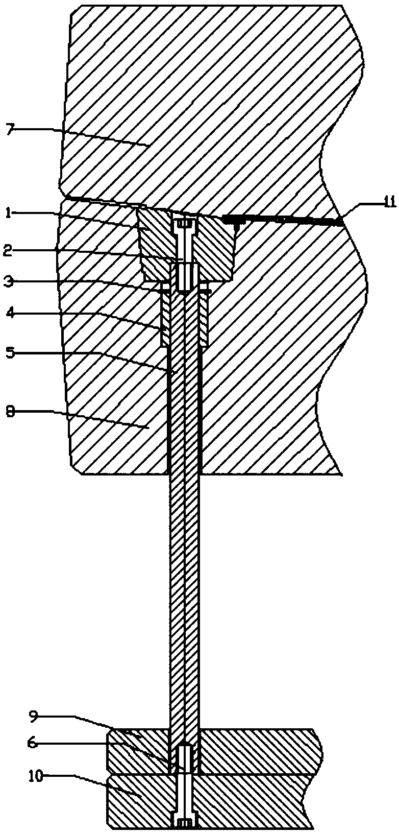 Guide structure for propping block connecting rod