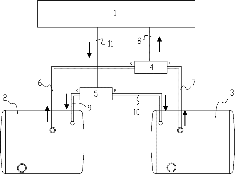 Fuel supply system of double fuel tanks of heavy truck
