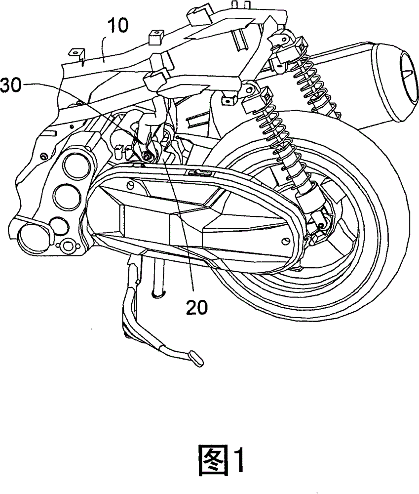 Motorcycle frame lock apparatus for hanging engine