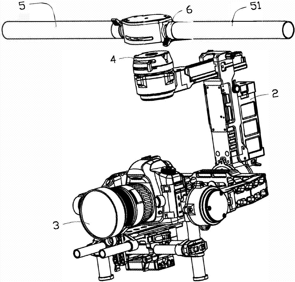 Handheld gimbal stabilizer detaching mechanism and photographing apparatus having same