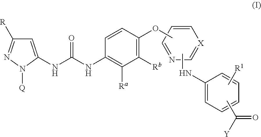 Pyrazolyl-ureas as kinase inhibitors